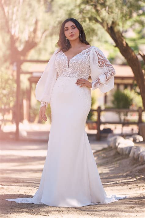 66288: Stretch Crepe Fit and Flare Bridal Dress with Sheer Bodice | Lillian West