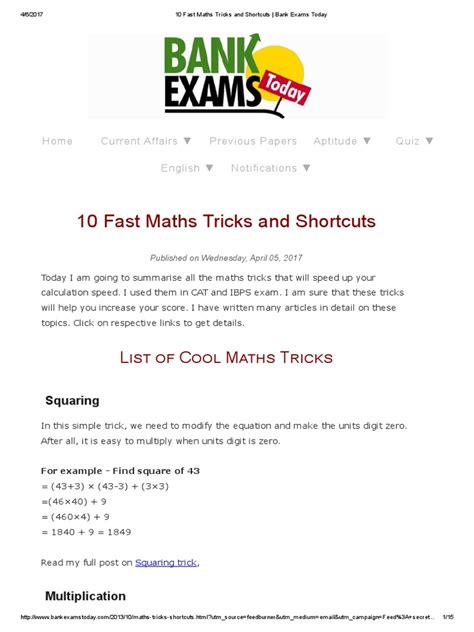 Image result for Quick Math Tricks PDF