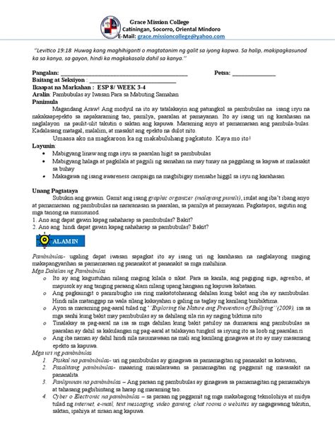 Image result for Answer Key Grade 8 ESP