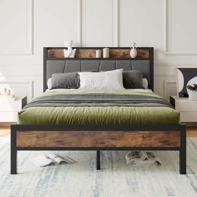 BORPHOM Upholstered Bed 140 x 200 Double Bed Frame Wooden India | Ubuy