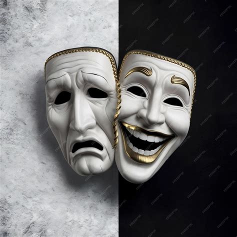 Premium Photo | Tragicomic theater masks sad and smile masks on a white ...