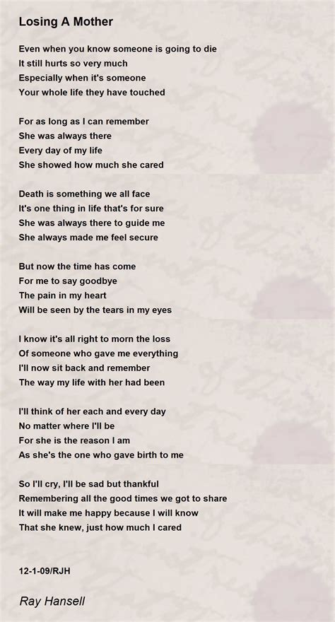 Poems About Death Of A Mother