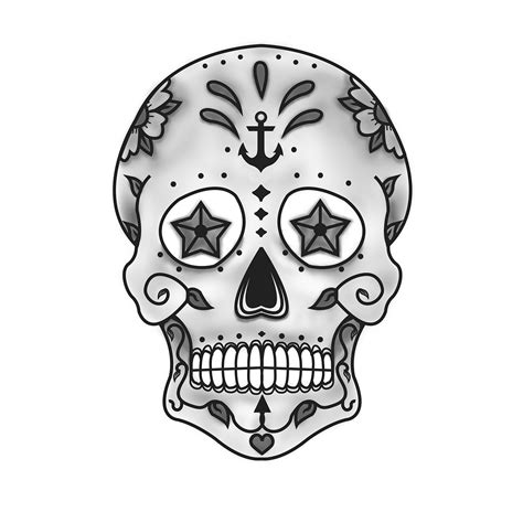 Black And Grey Sugar Skull Tattoos
