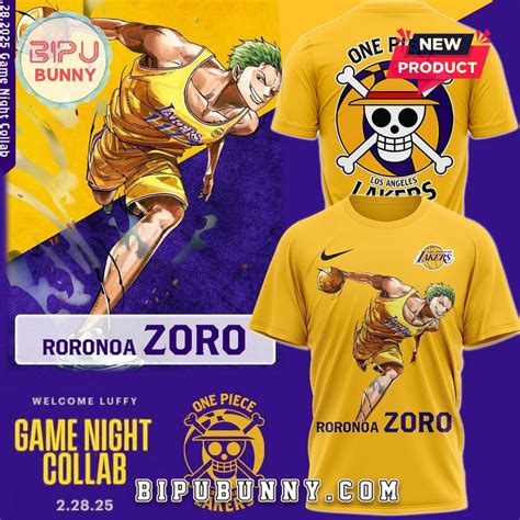 One Piece Night Zoro Amine Los Angeles Lakers Shirt - Bipubunny Store