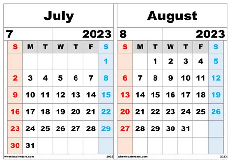 july august calendar 2024