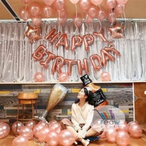Jual Paket Dekorasi Balon Ulang Tahun / Happy Birthday Tema Rose Gold ...