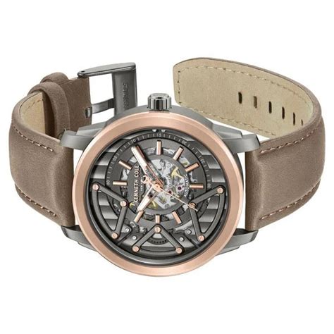 Kenneth Cole Automatic Grey Dial Brown Colour Leather Strap Watch For ...
