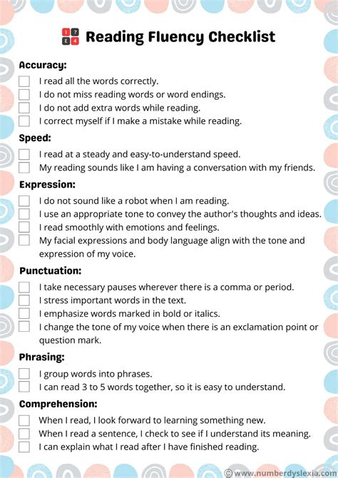 Printable reading fluency checklist pdf included – Artofit