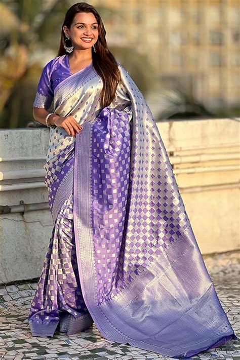 Moonlight Charm Banarasi Soft Silk Saree with Silver Zari Detailing