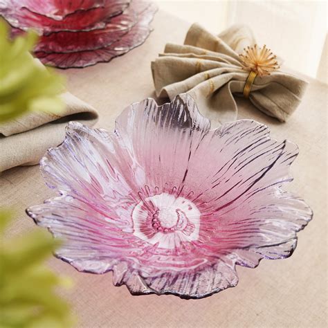 Shop Pink and Purple Floral Shaped Glass Serving Bowl - at Best Price ...