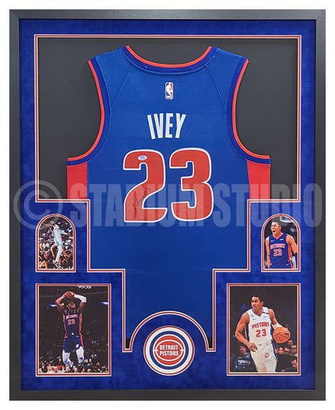 Jaden Ivey Autographed Framed Pistons Blue Jersey - The Stadium Studio