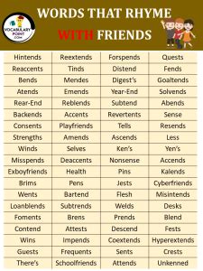 Words That Rhyme with Friends - Vocabulary Point