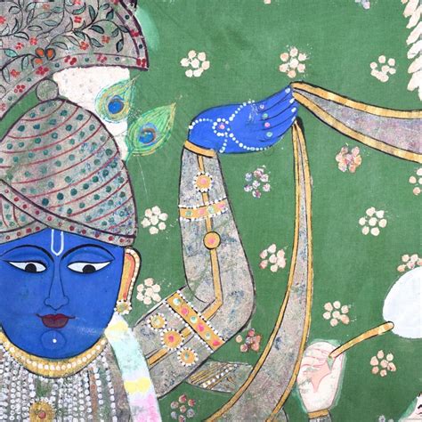 Beautiful Lord Krishna Cloth Pichwai Painting for Prayer Room