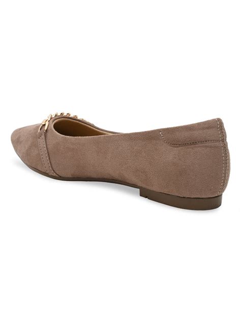 Shop Rocia By Regal Chickoo Women Pointed Suede Ballerinas Online