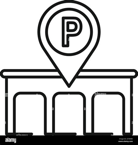 Simple line drawing of a parking lot with a location pin indicating ...