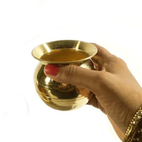 Buy HOKOYA Small Brass Golden Pooja Kalash Lota | Brass Kalash For ...