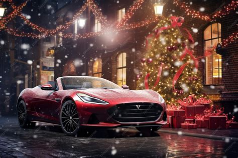 Premium AI Image | sports car with christmas concept of urban background