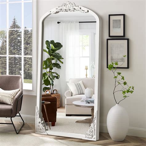 POSHIONS Wooden Arch Mirror Full Length Mirror Vintage Decorative ...