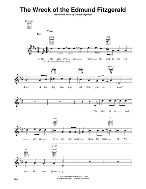 Gordon Lightfoot - The Wreck Of The Edmund Fitzgerald sheet music