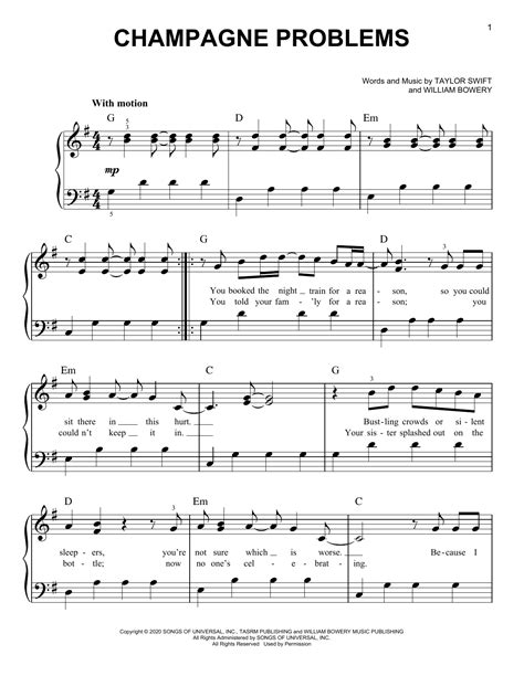 Easy Taylor Swift Piano Sheet Music