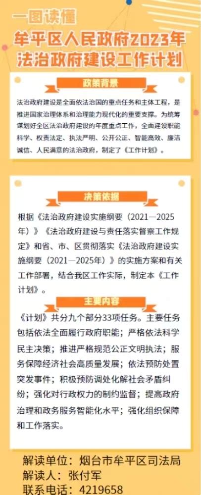 牟平区政府网站 一图读懂 【一图读懂】烟台市牟平区人民政府办公室关于印发烟台市牟平区人民政府2023年法治政府建设工作计划的通知