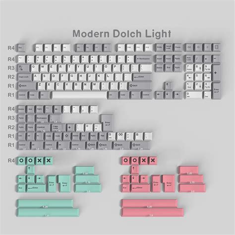 Buy 188 Keys Double Keycaps Cherry Profile Modern Dolch Light Keycaps ...