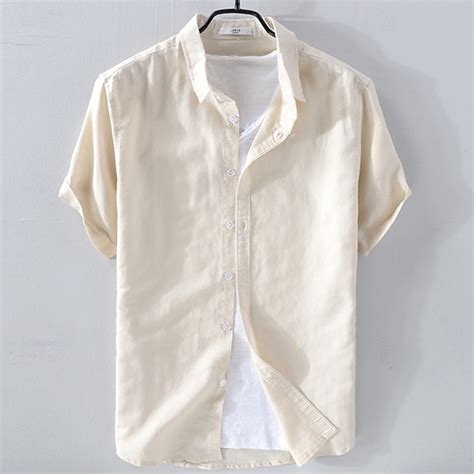 Homme Chemise Chemise Lin Chemise décontractée Chemise en coton Plein ...