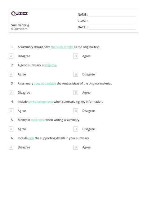 50+ Summarizing worksheets for 4th Class on Quizizz | Free & Printable