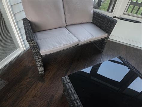 Fun Orange 4-Piece Wicker Patio Sofa Conversation Set with Gray ...