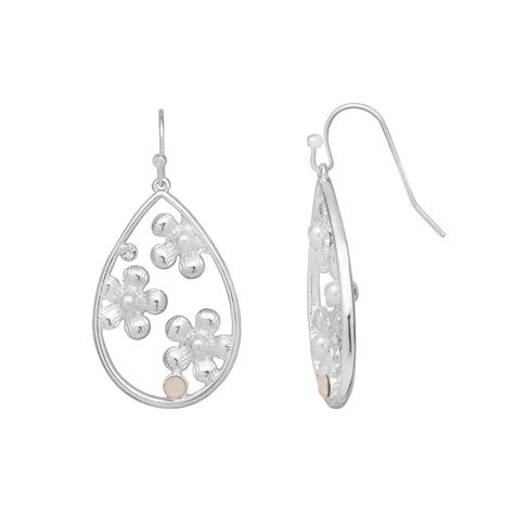 LC Lauren Conrad Gold Tone Floral Stencil Drop Earrings