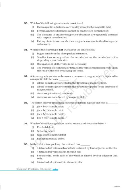 NCERT Exemplar Class 12 Chemistry Chapter 1 - The Solid State
