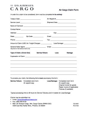Air Cargo Claim Form - Blank Fillable Template | Fill Out, Print ...