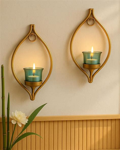 Buy Homesake Candle Holder Wall Light Metal Decorative Golden Eye Wall ...