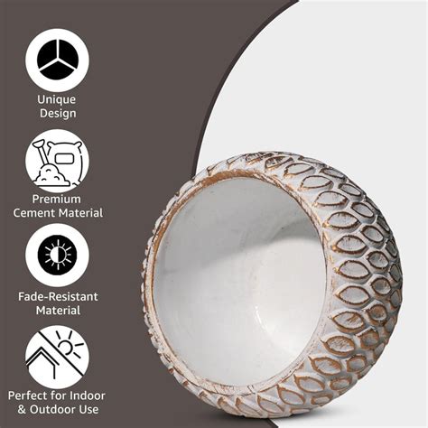 Handmade Cement Flower Pot Indoor Outdoor Plant Pot, Fade Resistant Wh ...