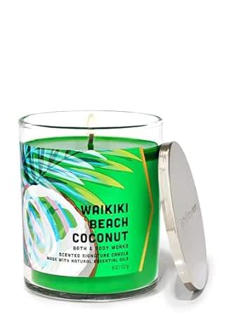 Bath & Body Works Waikiki Beach Coconut Signature Single Wick Candle ...