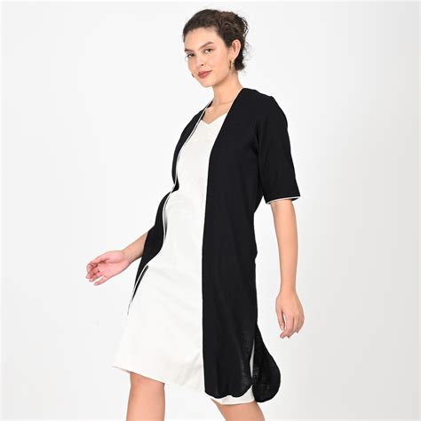 Saltpetre Women Long Overlay In Natural Black For Formal Or Casual Wear ...