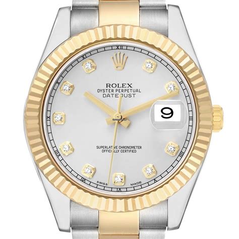 Rolex Datejust II 41 Yellow Gold Silver Diamond Dial Mens... for Rs ...