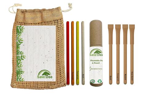 ecosave Plantable Combo Kit, 4 Seed Pen + 4 Seed Pencil in a Box + 1 ...