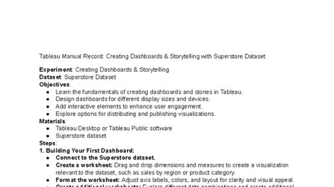 Tableau Lab Manual: Creating Dashboards with Superstore Dataset (DVRP ...