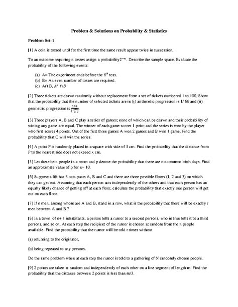 Problem solutions on probability statistics - To an outcome requiring n ...