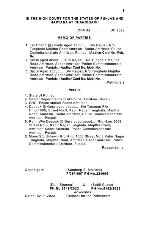 Lal chand - sdfgh - IN THE HIGH COURT FOR THE STATES OF PUNJAB AND ...