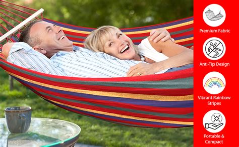 we3 Canvas Fabric Camping Hammock with Carrying Bag for Patio Porch ...
