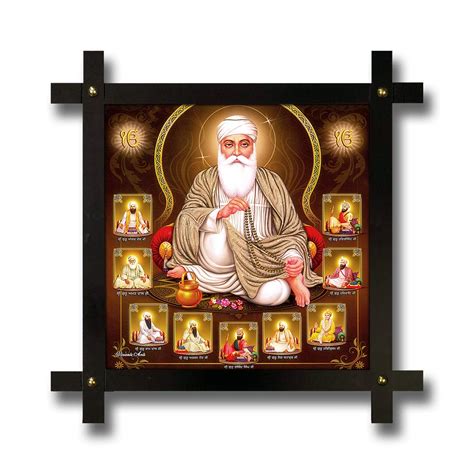 PNF Poster And Frames Guru Nanak & Dus Guru Wooden Photo Frame With ...