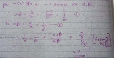 if alpha and beta are the zeros of the given quadratic polynomial p(x ...