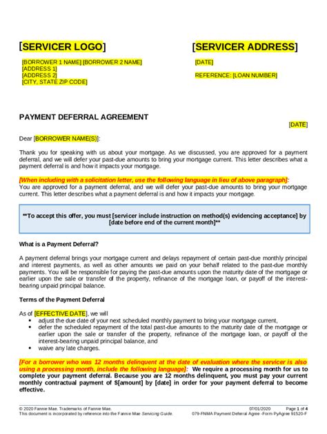 Mortgage Payment Deferral Agreement - Blank Fillable Template | Fill ...