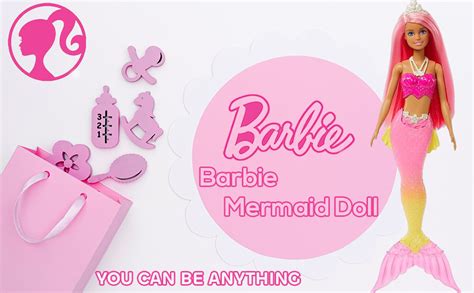Barbie™ Dreamtopia Mermaid Doll (Pink Hair) with Pink & Yellow Ombre ...