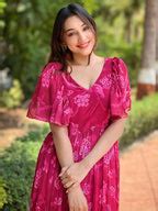 Buy Now Pink Peony V-neck Flary Dress New Collection