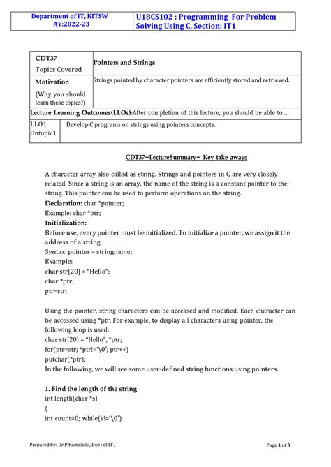 CDT37 - Very important notes - Prepared by: Dr.P, Dept of IT , KITSW ...