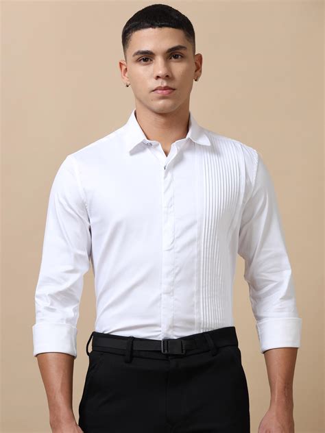 Buy White Pleated Shirt for Men Online at Great Price