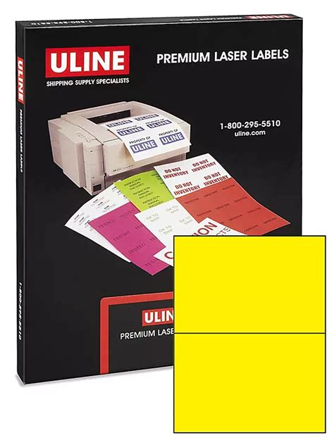 Uline True Color Laser Labels - Yellow, 8 1/2 x 5 1/2" S-21854Y - ULINE